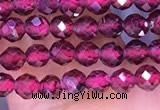 CTG1652 15.5 inches 3mm faceted round tiny red garnet beads