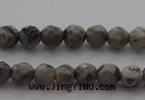 CTG215 15.5 inches 3mm faceted round tiny grey picture jasper beads