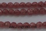 CTG223 15.5 inches 3mm faceted round tiny strawberry quartz beads