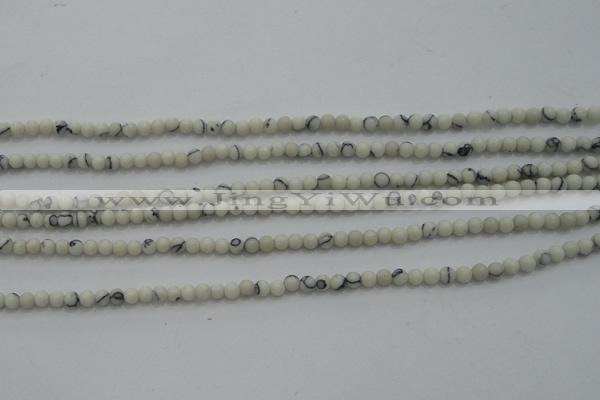 CTG250 15.5 inches 2mm round tiny white howlite turquoise beads