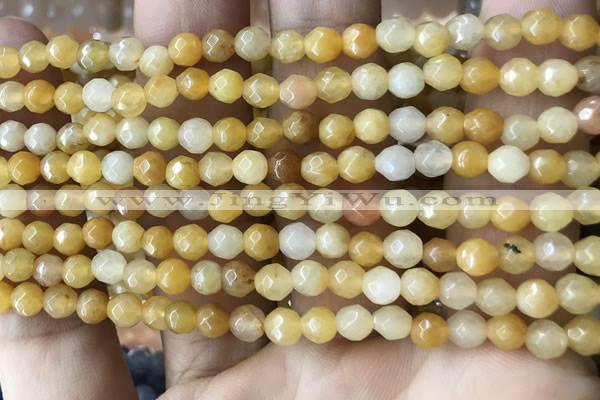 CTG2517 15.5 inches 4mm faceted round yellow jade beads