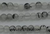 CTG254 15.5 inches 3mm round tiny black rutilated quartz beads