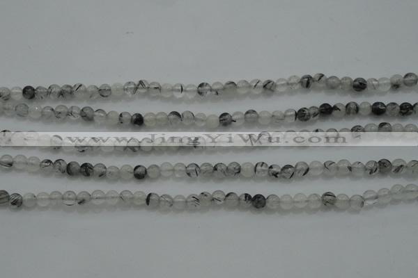 CTG254 15.5 inches 3mm round tiny black rutilated quartz beads