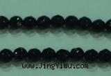 CTG31 15.5 inches 4mm faceted round black agate beads wholesale