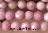 CTG3553 15.5 inches 4mm faceted round pink wooden jasper beads