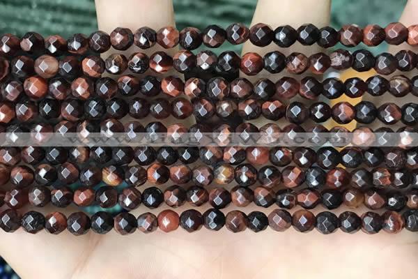 CTG3589 15.5 inches 4mm faceted round red tiger eye beads