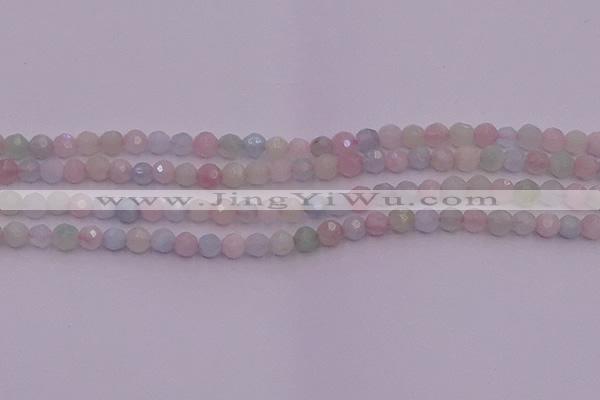 CTG505 15.5 inches 4mm faceted round tiny morganite beads