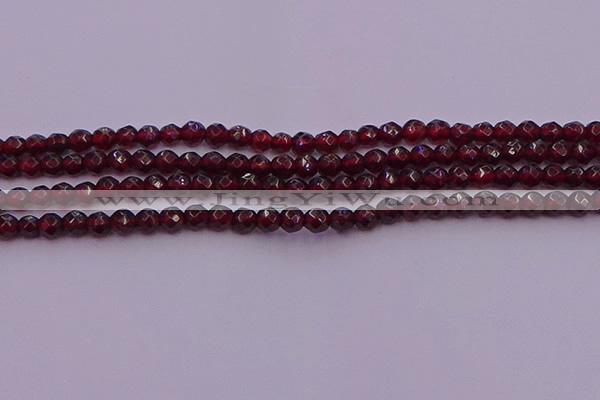 CTG510 15.5 inches 4mm faceted round tiny red garnet beads