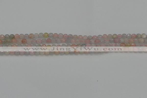CTG551 15.5 inches 4mm faceted round tiny morganite beads