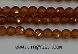 CTG554 15.5 inches 4mm faceted round tiny orange garnet beads