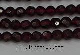 CTG556 15.5 inches 4mm faceted round tiny red garnet beads
