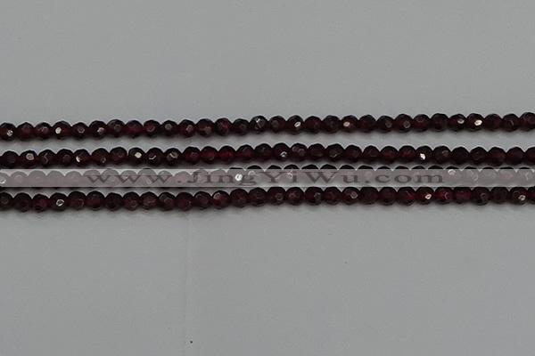 CTG556 15.5 inches 4mm faceted round tiny red garnet beads