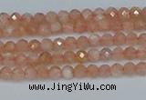 CTG607 15.5 inches 3mm faceted round peach moonstone beads