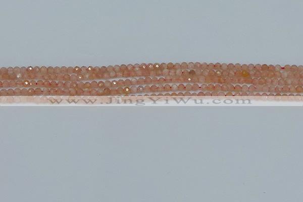 CTG607 15.5 inches 3mm faceted round peach moonstone beads