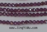 CTG619 15.5 inches 2mm faceted round Indian purple garnet beads