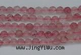CTG625 15.5 inches 2mm faceted round strawberry quartz beads