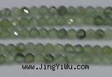 CTG634 15.5 inches 3mm faceted round green rutilated quartz beads