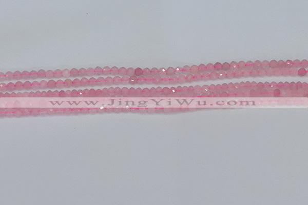 CTG636 15.5 inches 3mm faceted round Madagascar rose quartz beads