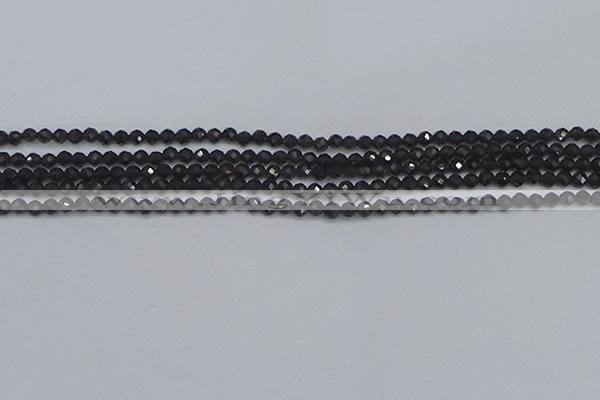 CTG642 15.5 inches 3mm faceted round golden black obsidian beads
