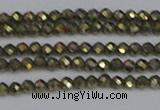 CTG645 15.5 inches 2mm faceted round golden pyrite beads