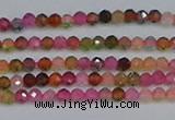 CTG651 15.5 inches 2mm faceted round tourmaline gemstone beads
