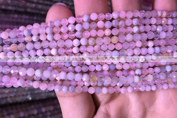 CTG712 15.5 inches 4mm faceted round tiny morganite beads