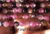CTG724 15.5 inches 2mm faceted round tiny tourmaline beads