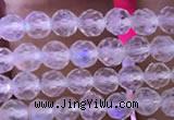 CTG835 15.5 inches 4mm faceted round tiny white moonstone beads