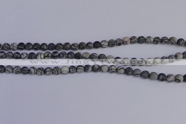 CTJ401 15.5 inches 6mm round matte black water jasper beads