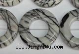 CTJ70 15.5 inches 30mm donut black water jasper beads wholesale