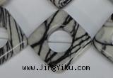 CTJ74 15.5 inches 25*25mm diamond black water jasper beads wholesale