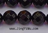 CTO139 15.5 inches 12mm faceted round black tourmaline beads