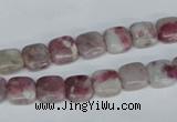 CTO205 15.5 inches 8*8mm square pink tourmaline gemstone beads