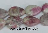 CTO214 15.5 inches 13*18mm flat teardrop pink tourmaline gemstone beads