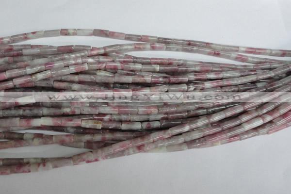 CTO239 15.5 inches 4*10mm tube pink tourmaline gemstone beads