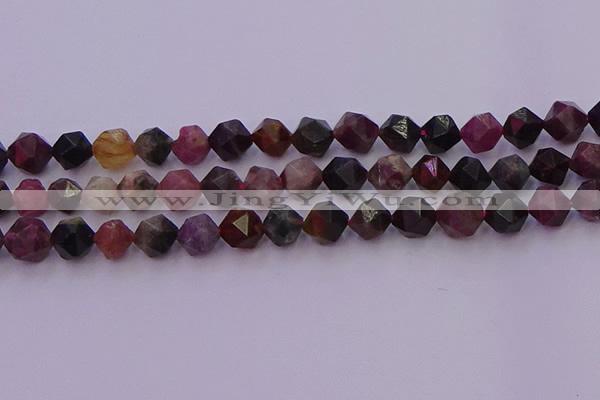 CTO651 15.5 inches 8mm faceted nuggets tourmaline gemstone beads