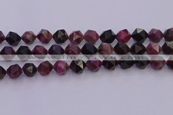CTO653 15.5 inches 12mm faceted nuggets tourmaline gemstone beads