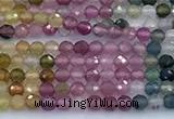 CTO735 15 inches 2mm faceted round tourmaline beads