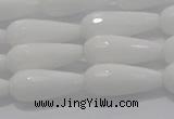 CTR105 15.5 inches 8*20mm faceted teardrop white porcelain beads