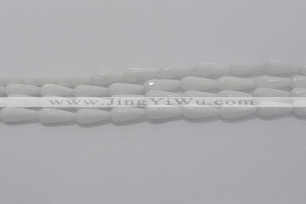 CTR105 15.5 inches 8*20mm faceted teardrop white porcelain beads