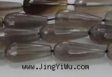 CTR106 15.5 inches 8*20mm faceted teardrop grey agate beads