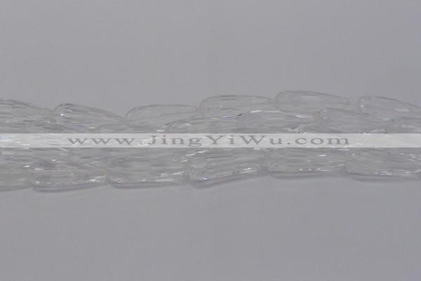 CTR130 15.5 inches 10*30mm faceted teardrop white crystal beads