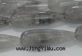 CTR131 15.5 inches 10*30mm faceted teardrop cloudy quartz beads