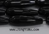 CTR145 15.5 inches 10*30mm faceted teardrop black agate beads