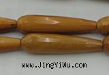 CTR52 15.5 inches 10*40mm faceted teardrop yellow jade beads