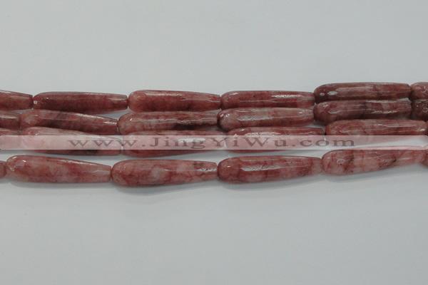 CTR58 15.5 inches 10*40mm faceted teardrop strawberry quartz beads