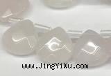 CTR630 Top drilled 13*13mm faceted briolette rose quartz beads