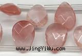 CTR661 Top drilled 10*14mm faceted briolette cherry quartz beads