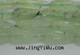CTR72 15.5 inches 6*16mm faceted teardrop green rutilated quartz beads
