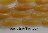 CTR75 15.5 inches 6*16mm faceted teardrop yellow jade beads